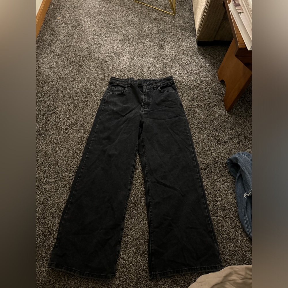 shein size 27 black wide leg pants